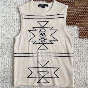 Skull Cashmere Ivory Skull Sleeveless Top